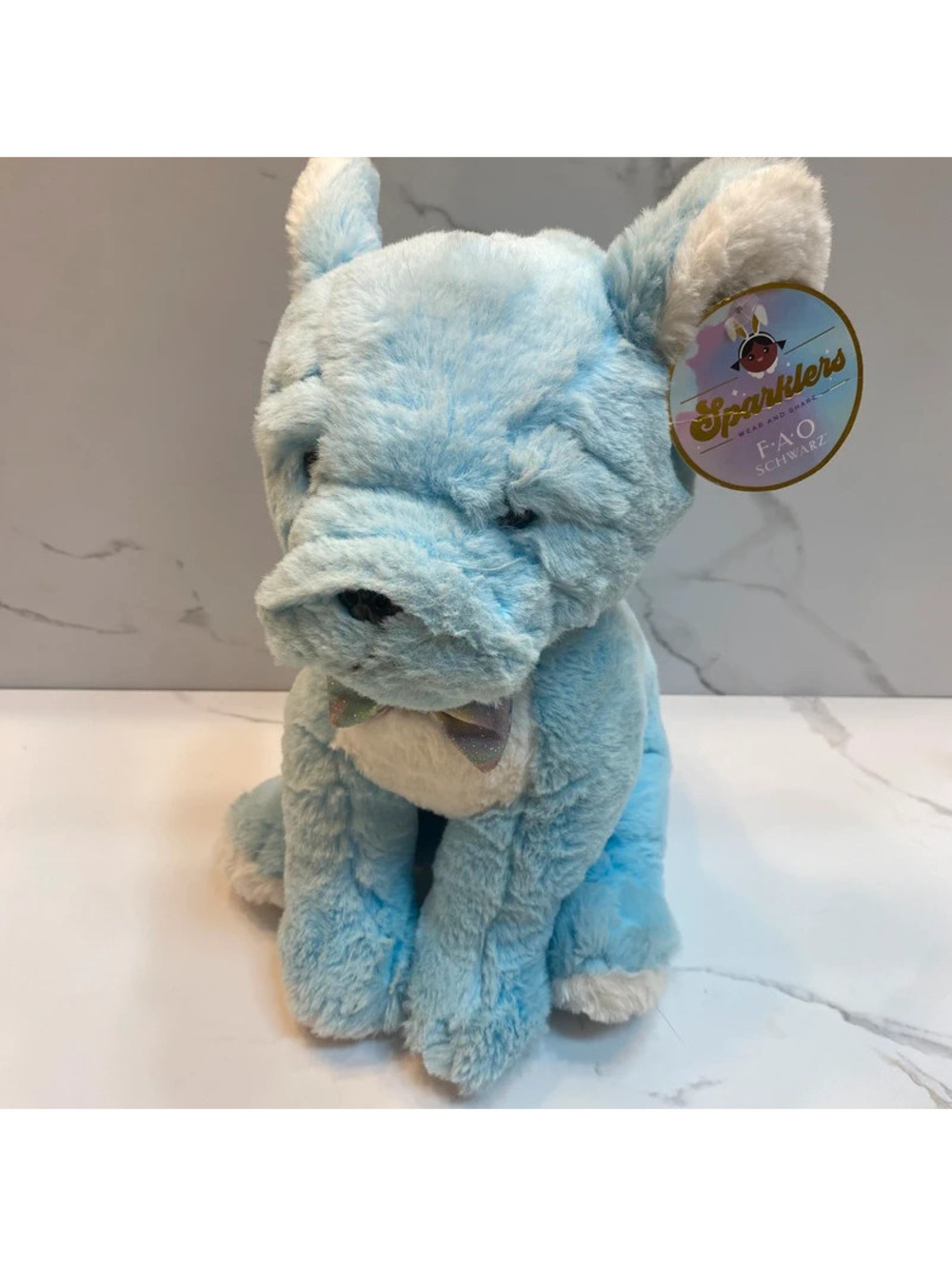 FAO Schwarz Sparklers Blue Bulldog Plush NEW (BIN 4)